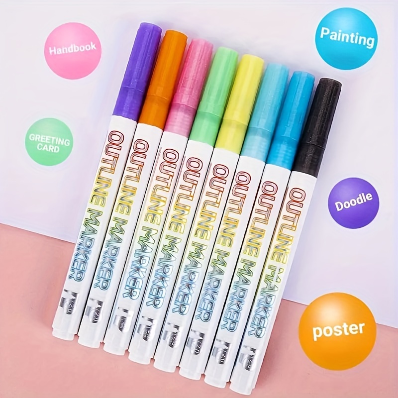  Doodle dazzlingly Markers, Outline Metallic Markers