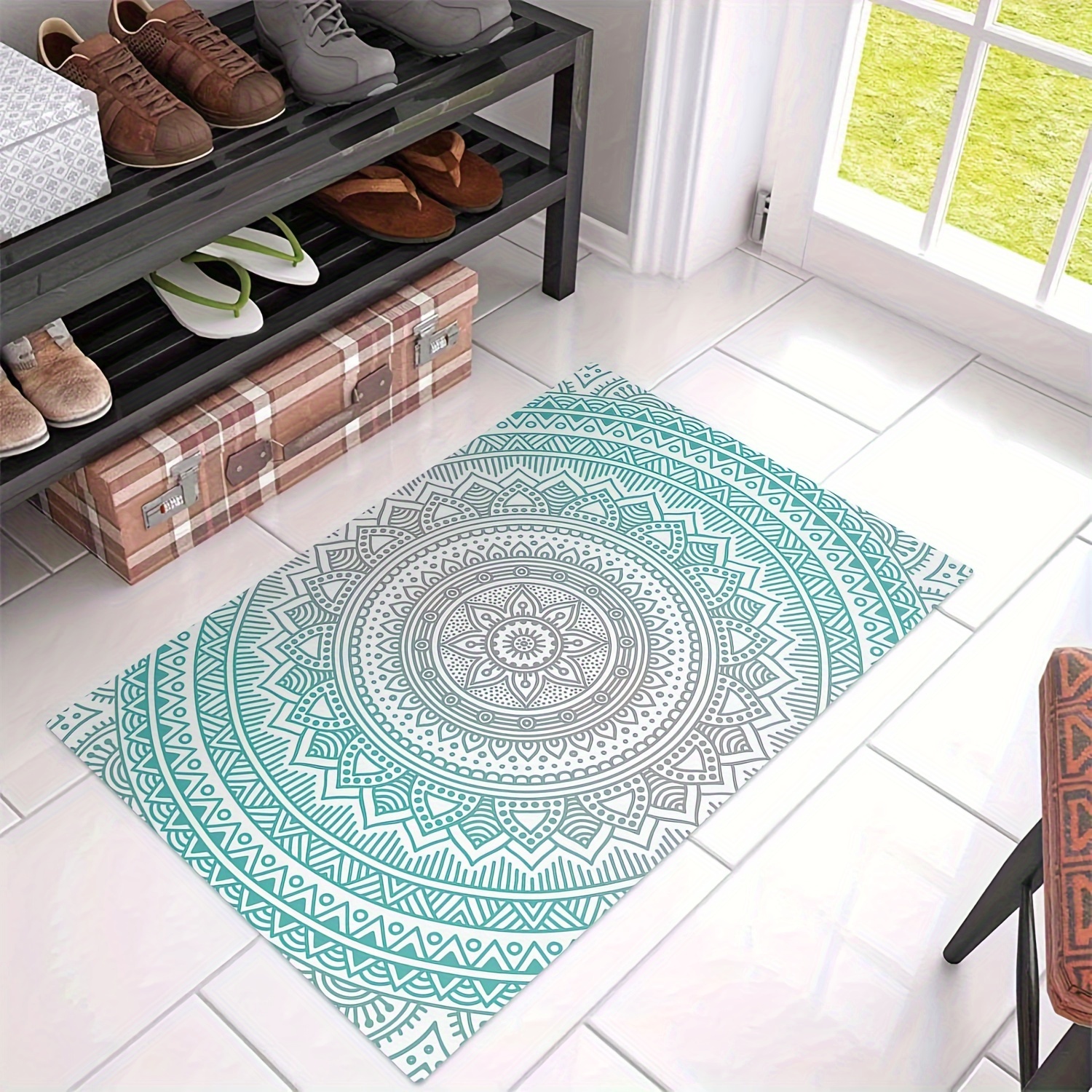  Ethnic Geometric Pattern Diatom mud Area Rug Rugs for