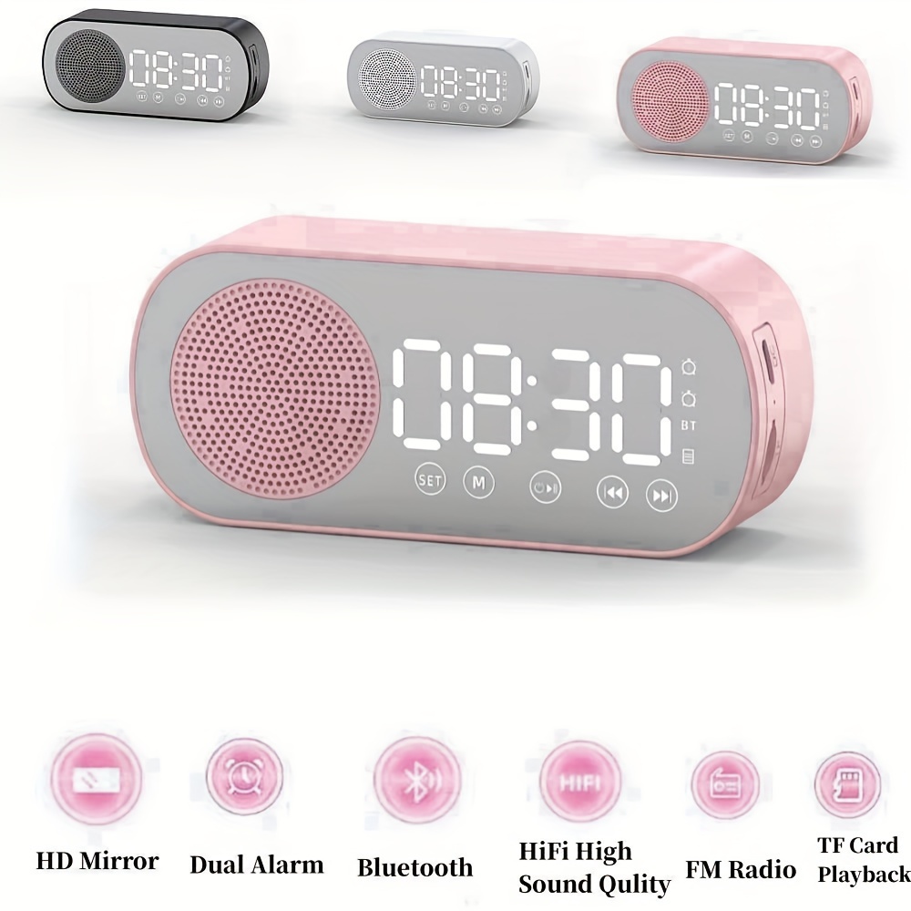 Reloj despertador Digital inteligente, inalámbrico, con Altavoz Bluetooth,  Subwoofer estéreo con Monitor de temperatura y pantalla regulable -  AliExpress