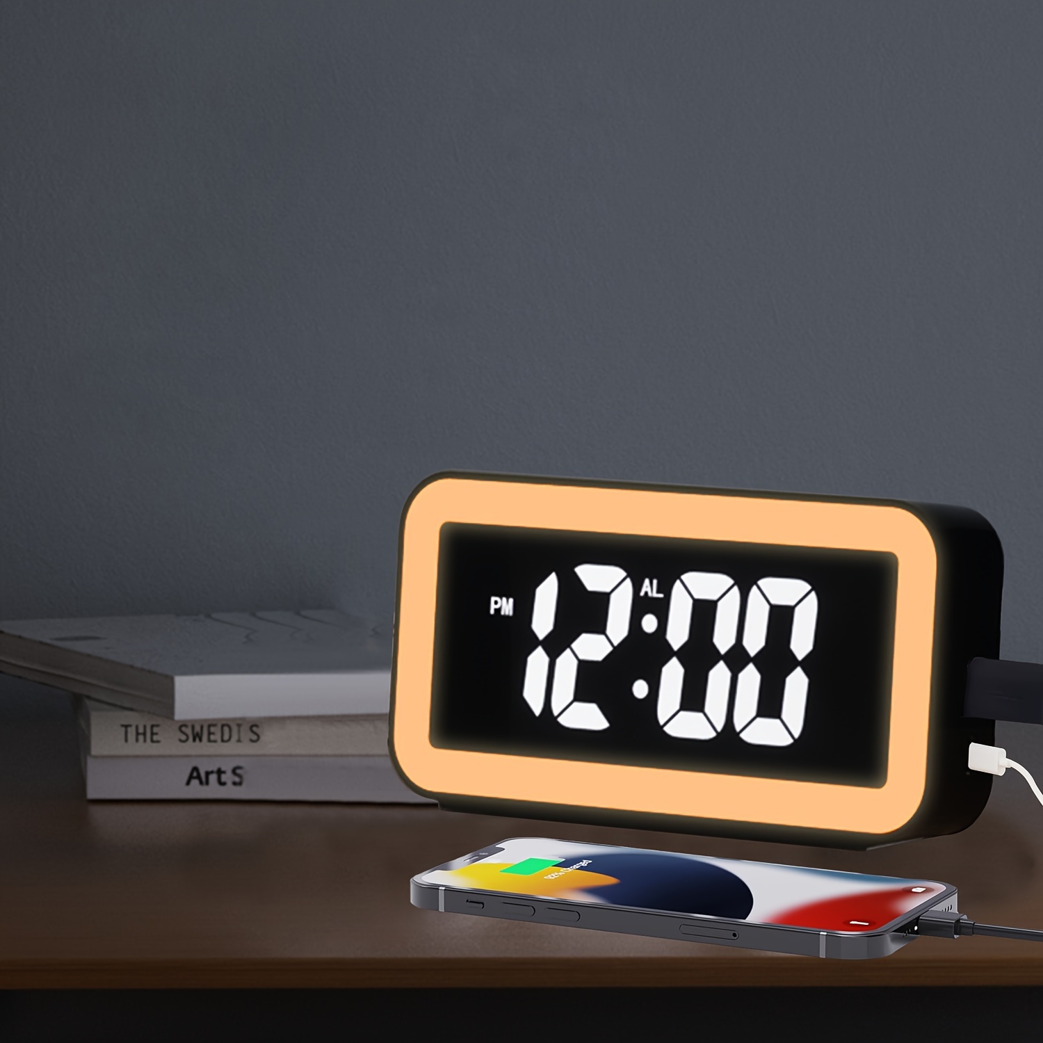 Reloj de calendario Alarma Atenuación automática para ancianos / Alzheimer  y niños Blanco