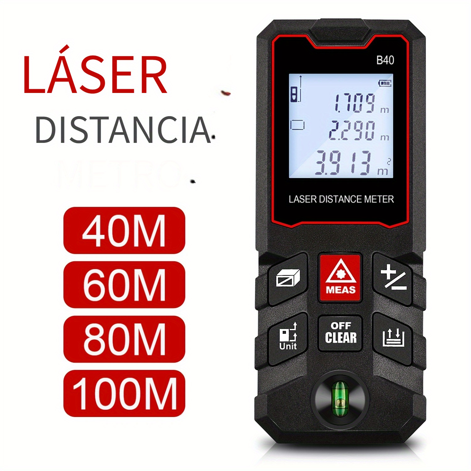 Metro Laser Digital hasta 40m DM40 HT INSTRUMENTS - Menú principal,  Herramientas, Instrumentación de medición, Medidores ambientales - HT1731 -  174,90 EUR - Mercantil Eléctrico