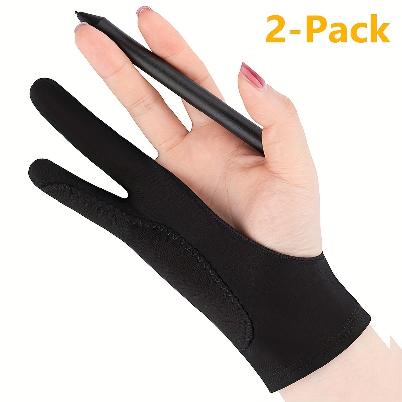 Digital Drawing Glove 2Pack, Artist Glove for Drawing Tablet with Two Fingers for Paper Sketching, iPad Graphics Tablet, Universal for Left and