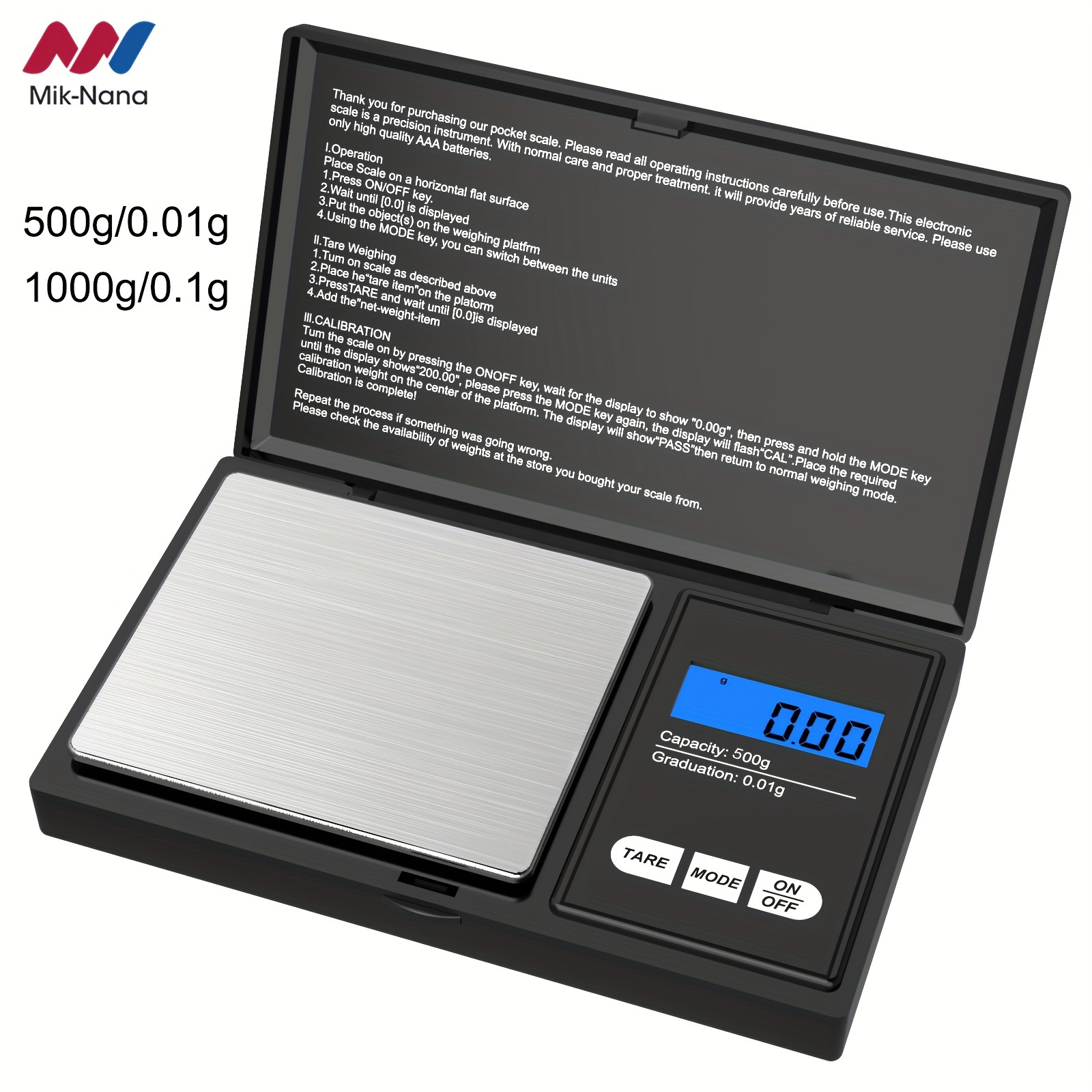 Digital Pocket Scale 3000g x 0.1g Jewelry Gram Scale Conversion