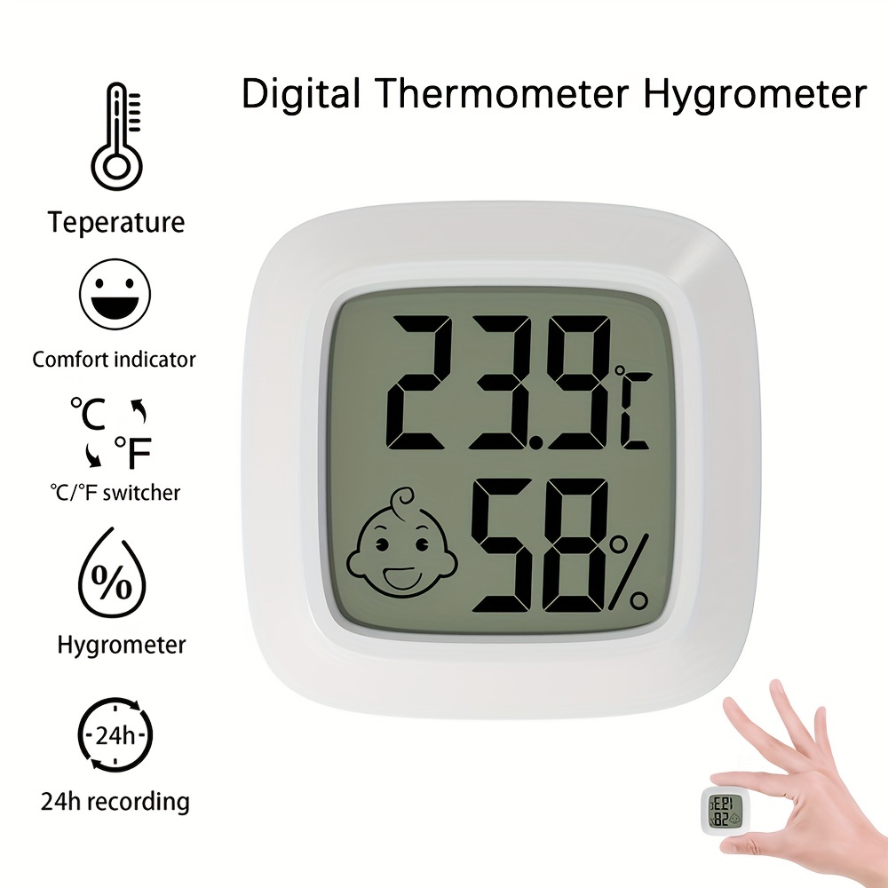 1pc Precision Electronic Smile Face Thermometer Hygrometer, Thin Large  Screen, High & Low Temperature And Humidity Recording, Time Recording,  Indoor Temperature & Humidity