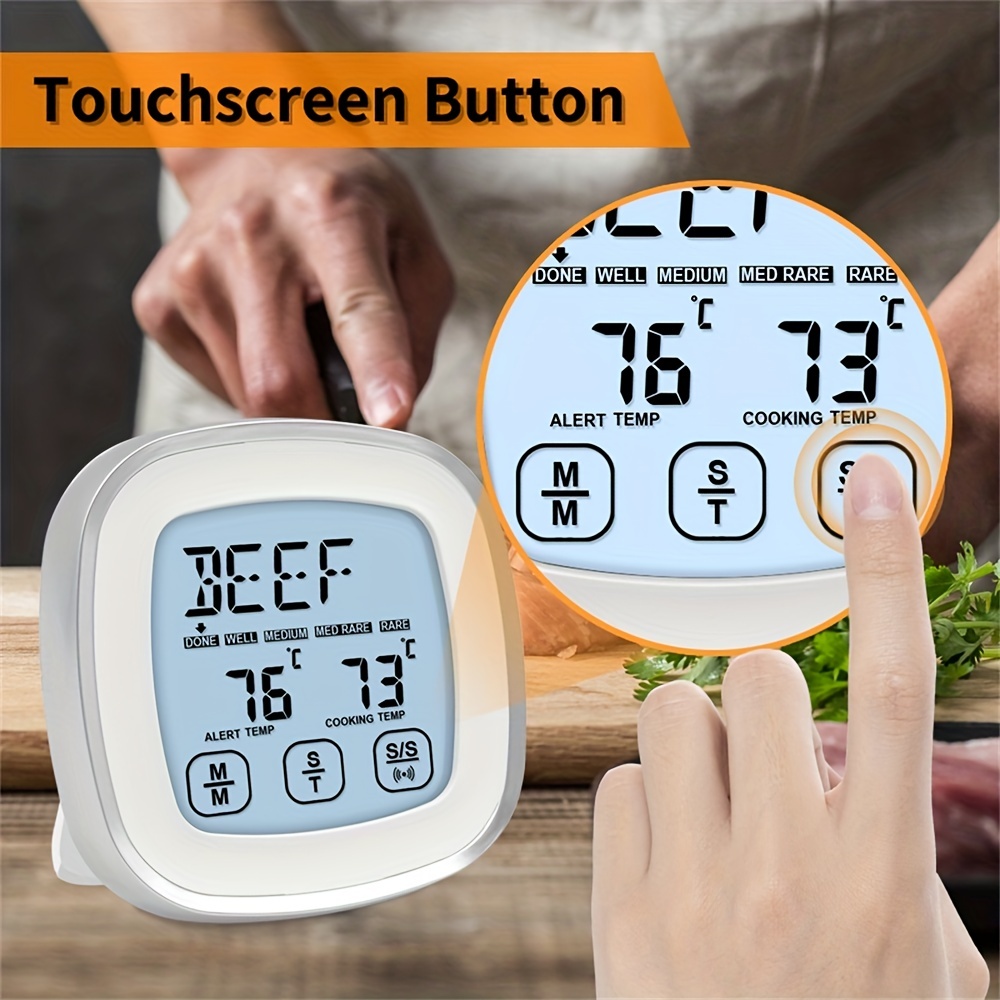 Meat Thermometers for Smokers, Instant Read Digital Meat Thermometer with  Waterproof Probe, Backlight, Touchscreen, Kitchen Timer, Digital Food