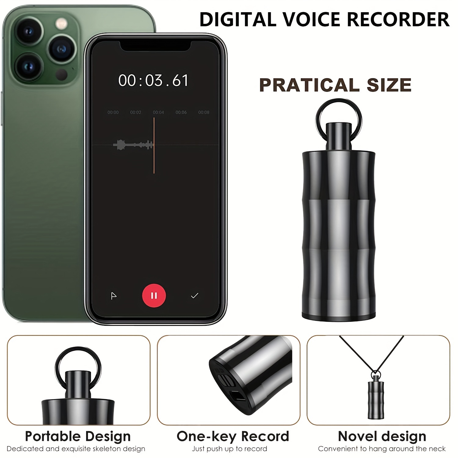 Q3 32gb Mini Digital Voice Recorder One click Recording - Temu