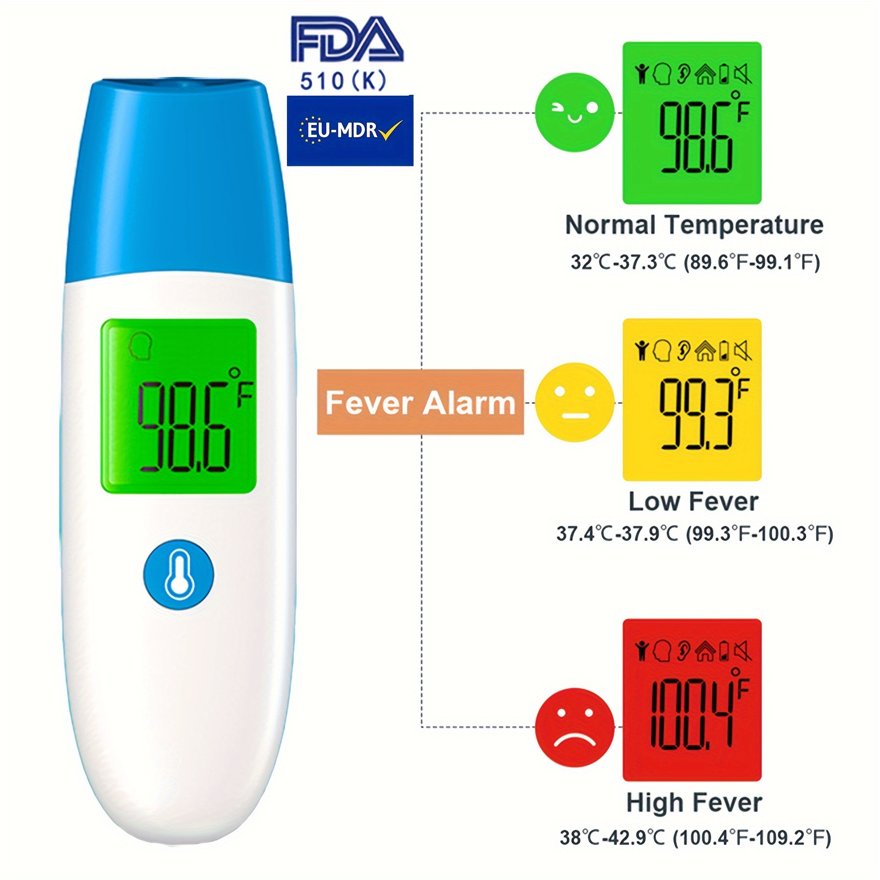Wall Mounted Thermometer Non-contact Infrared Thermometers Outdoor Wall  Temperature Sensor Digital Thermometer With Fever Alarm