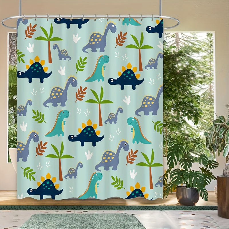 Divertida cortina de ducha con diseño de dinosaurio, decoración de bañ -  VIRTUAL MUEBLES