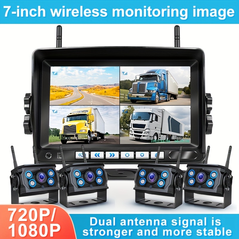 Ⅱ Kit de sistema de cámara digital inalámbrica de respaldo, HD 1080P e IP69  impermeable cámara de visión trasera inalámbrica + monitor táctil DVR de 7