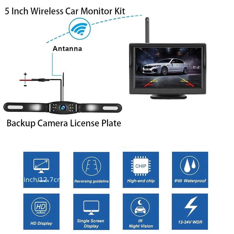 Wireless Magnetic Backup Camera Car Monitor Display For - Temu