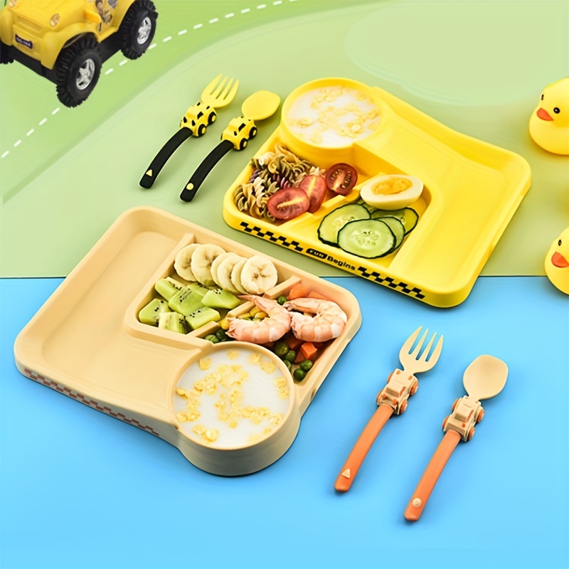 Assiette pour Enfants, Vaisselle pour Enfant Portable Antidérapant, Set  Repas Bébé Ventouse Voiture De Dessin Animé pour La Plupart des Tables Et  des