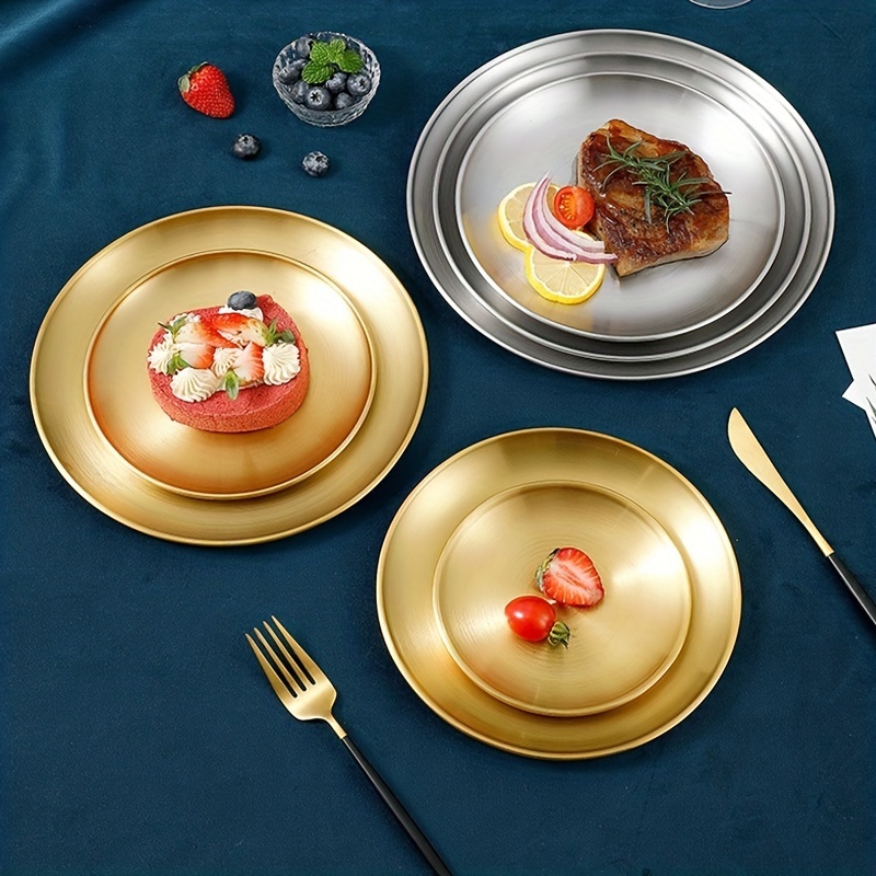 Luxury Gold Paper Plates Vintage Style 17cm Wedding Anniversary Birthday  Party