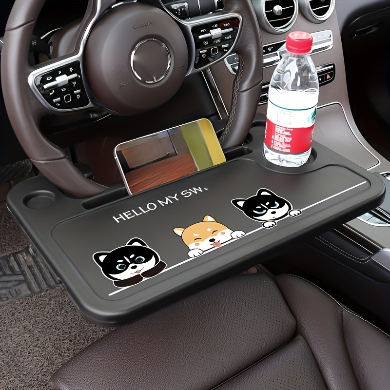 Auto-Lenkrad-Tablett – multifunktional, schwarz, tragbar, doppelseitig,  Laptop, iPad, Notebook, Tablet und Essenstisch für Fahrer, passend für die