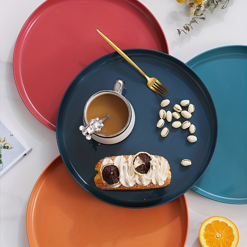 Plateau de petit déjeuner rond polyvalent créatif manche en bois