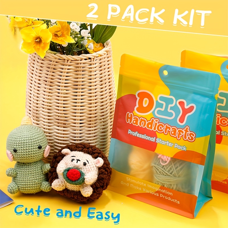 Beginners Crochet Kit With Easy Yarn - Colorful Dinosaur Dolls With  Step-by-step Video Tutorials,crochet