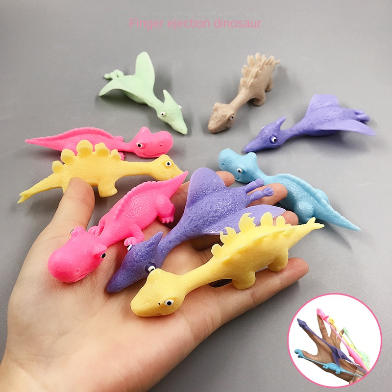 5/10/20pcs Slingshot Dinosaur Fingers Toys Flight Games Stress-resistant  Elastic
