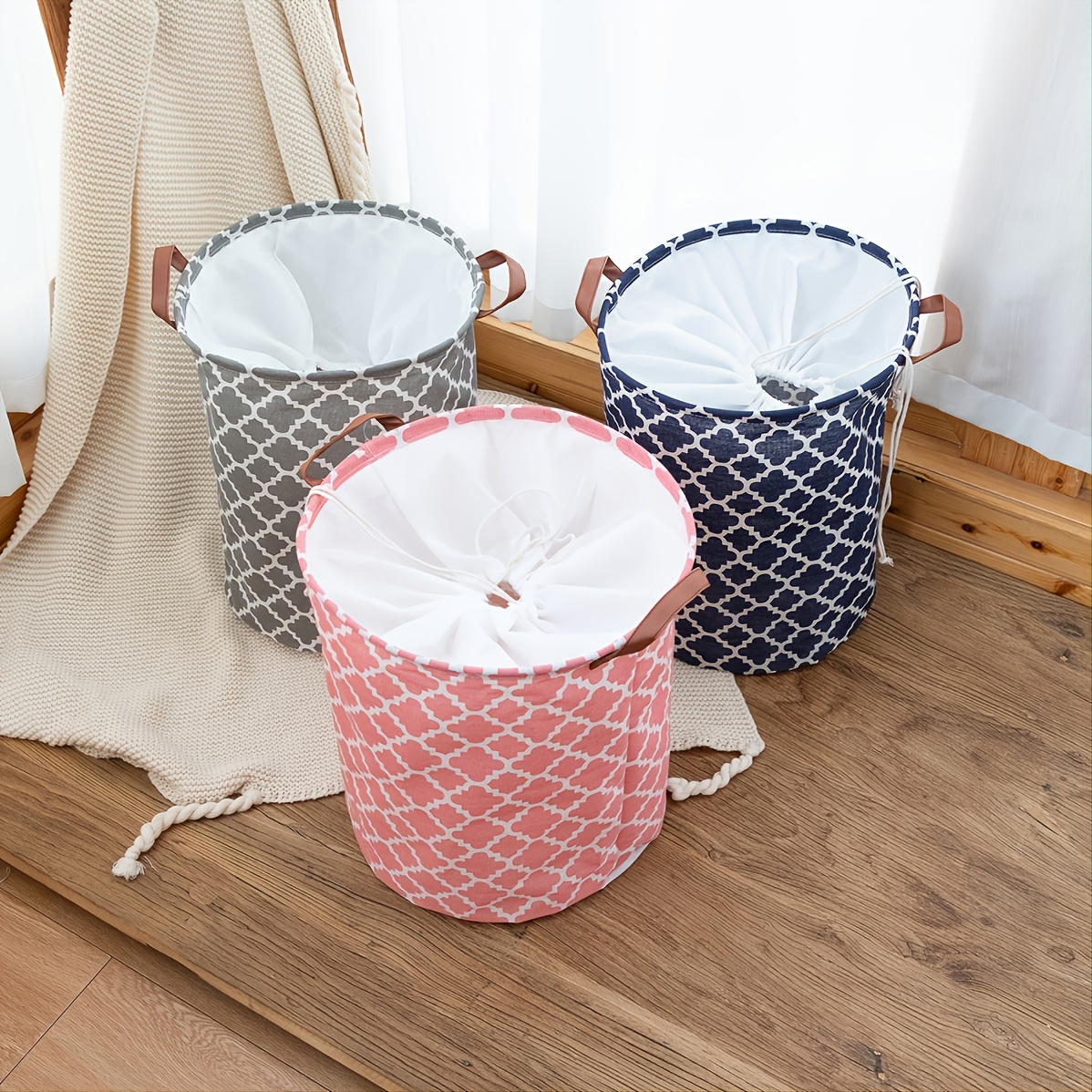 1pc Large Capacity Clothes Storage Basket Grid Folding Dirty Clothes Basket  For Home Supplies Portable And Convenient - Home & Kitchen - Temu Ireland