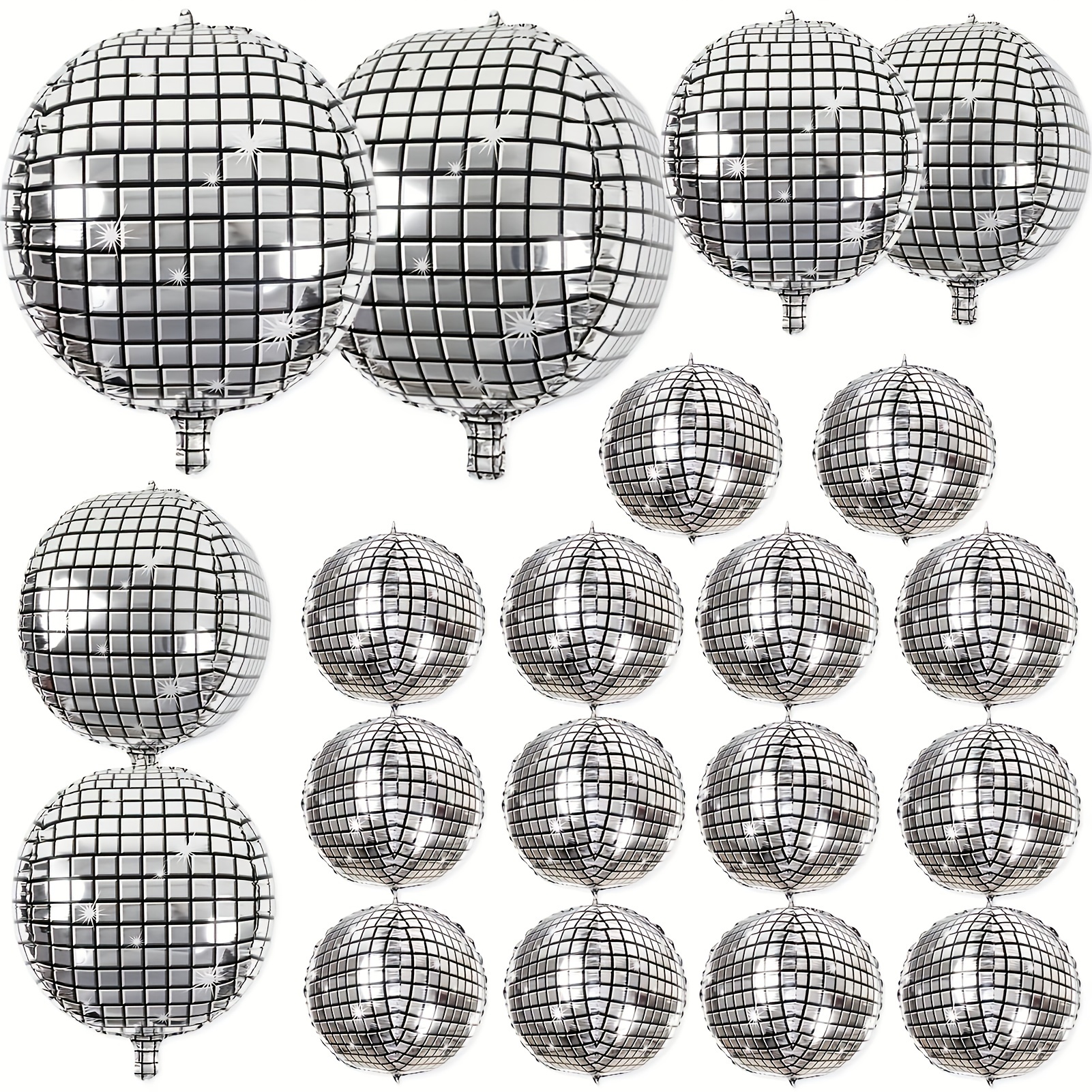 12 Pack Disco Ball Balloons 22 Inch 4D Disco Balloons Large Silver Laser  Foil Balloon Metallic Mirror Balloon for Disco Dance Party