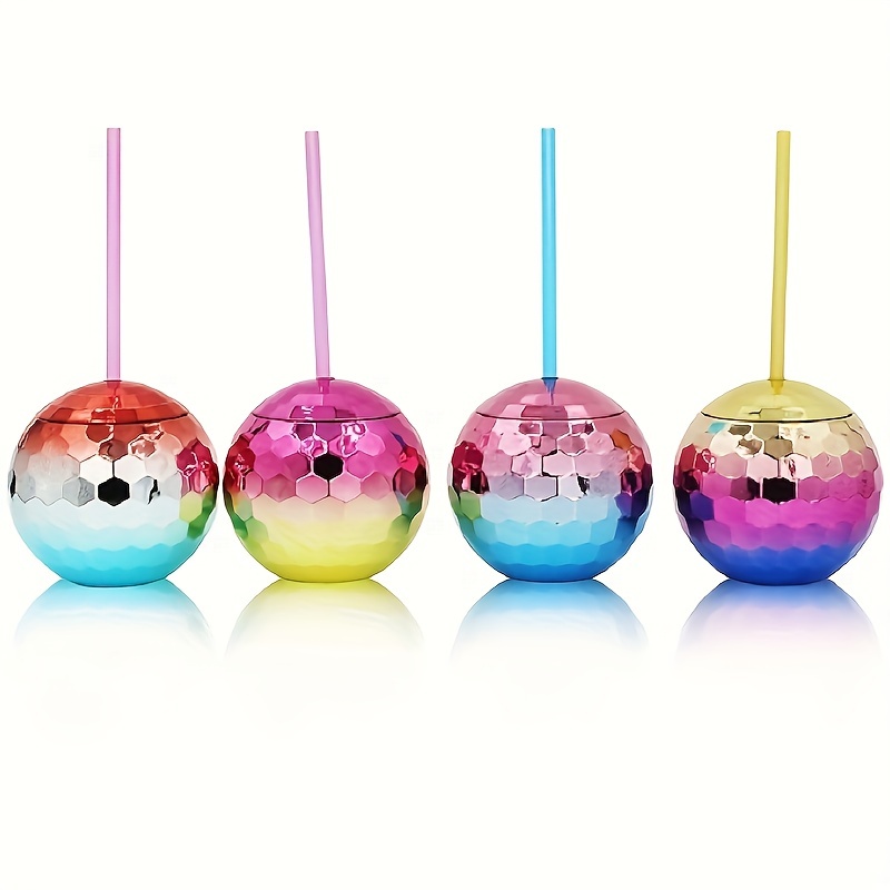 1pcs Disco Ball Cups with straws Bachelorette Party Cocktail Drink Cups  Wedding Bridal Shower summer Beach Pool Birthday Decor