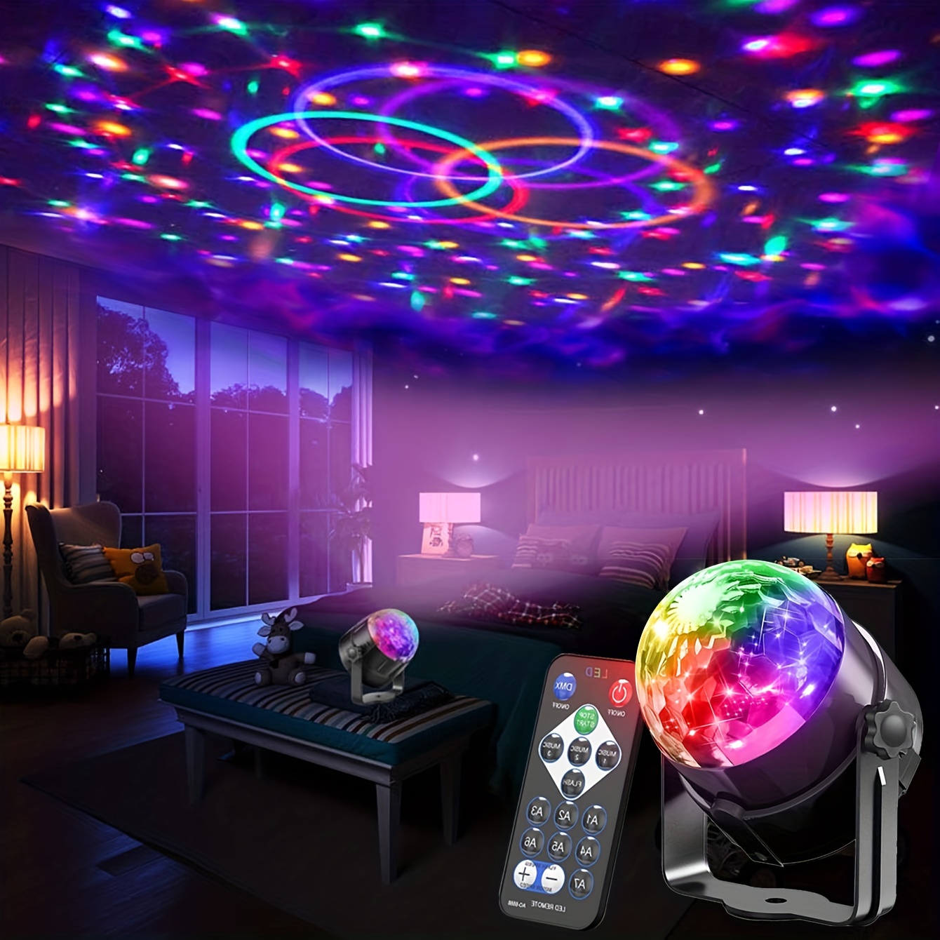 1 pièce Donnez vie à la fête avec les boules de lumière RGB Disco activées  par le son - télécommande à 7 modes, parfaites pour les soirées dansantes à