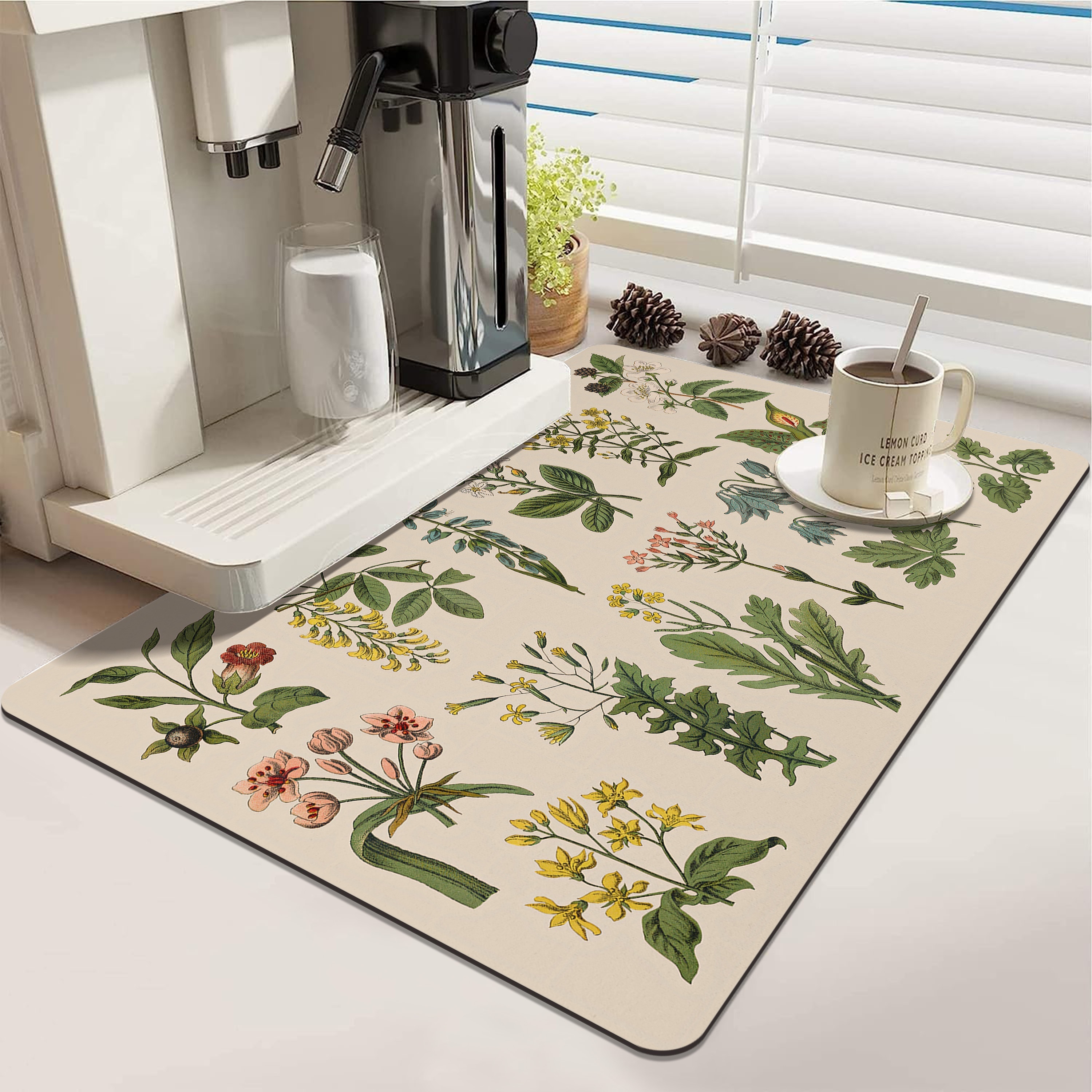 Silicone Drying Mat, Square Floral Pattern Dish Drying Pad, Drain Mat,  Toilet Anti-water Absorption Mat, Kitchen Accessories - Temu