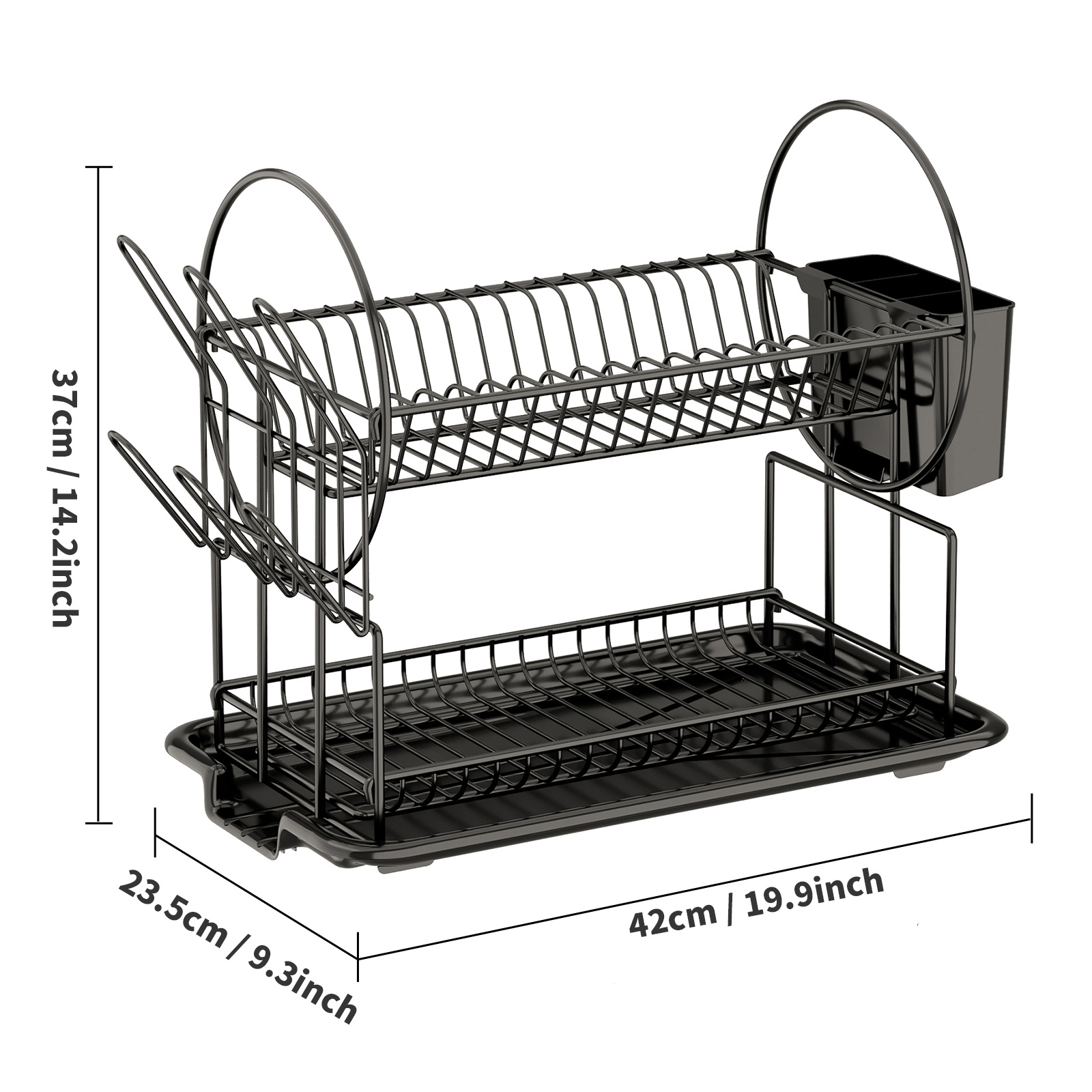 1Easylife Dish Drying Rack, 3 Tier Dish Rack with Tray Utensil Holder,  Large Capacity Dish Drainer with Cutting Board Holder Drain Board Tray for