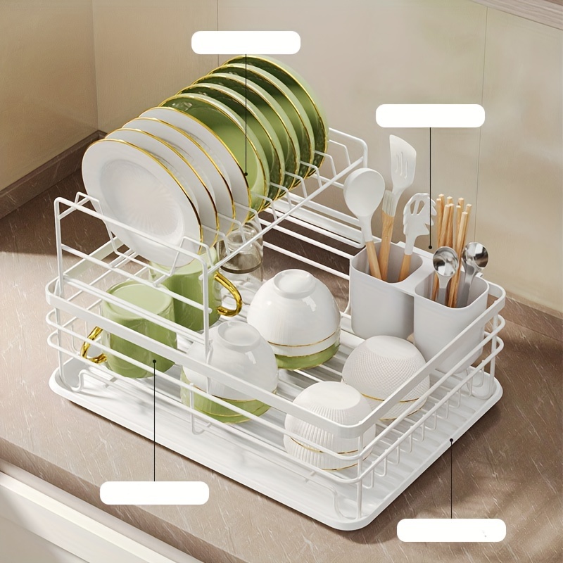 Sink Storage Shelf Kitchen Dish Draining Rack with Cabinet Door Storage  Dish Rack Adjustable Dustproof Dish - AliExpress