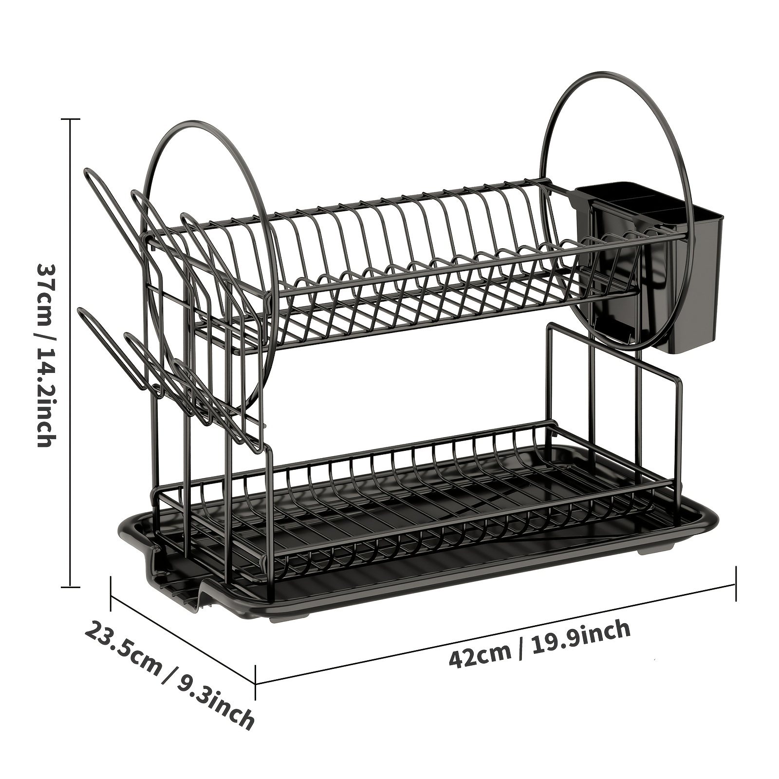 Dish Drying Rack, 1Easylife 2 Tier Dish Rack Stainless Steel with Utensil  Knife Holder and Cutt - Dish Racks