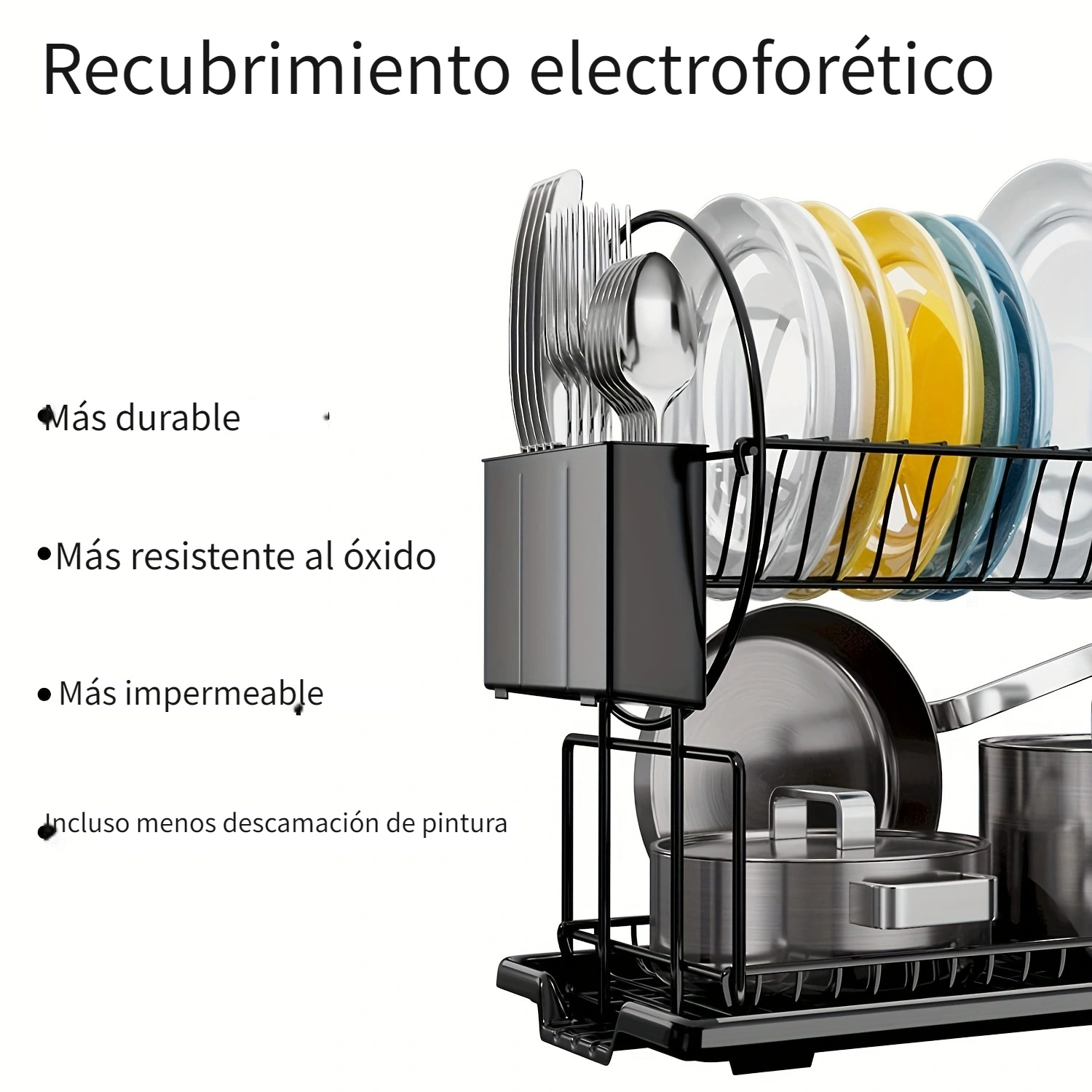 Estante para platos, Tazón, Estante para secar platos, Organizador de cocina  con bandeja escurridora Cola Estante de secado para platos