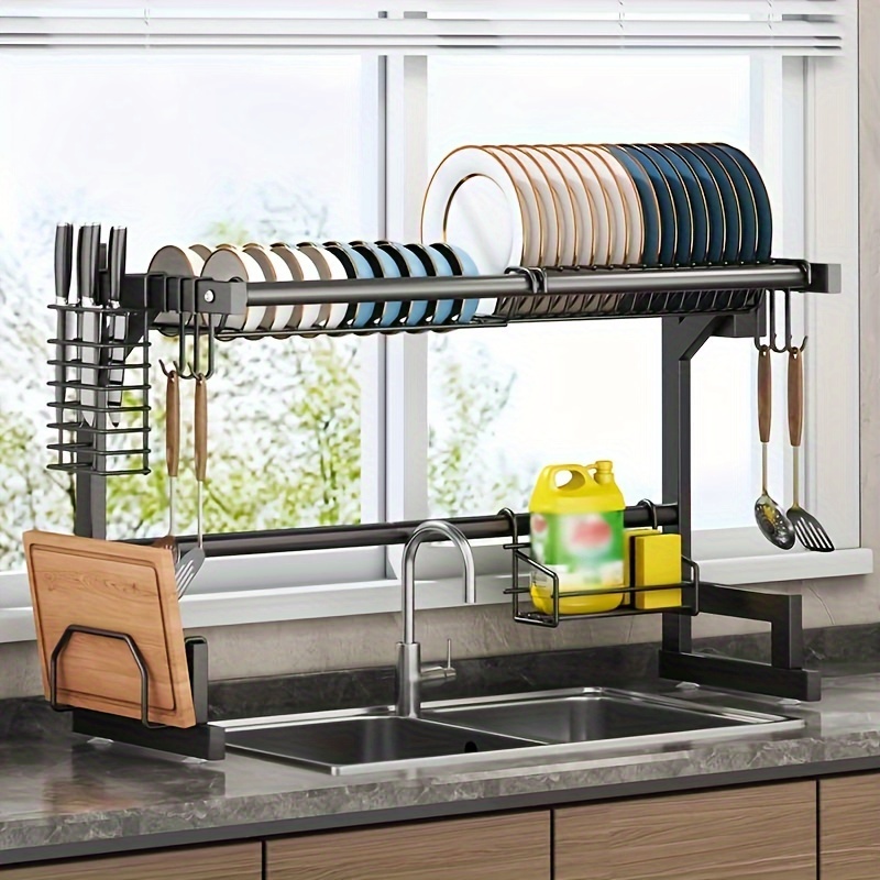 Kitchen Sink Storage Rack Kitchen Dish Rack Painted Carbon - Temu