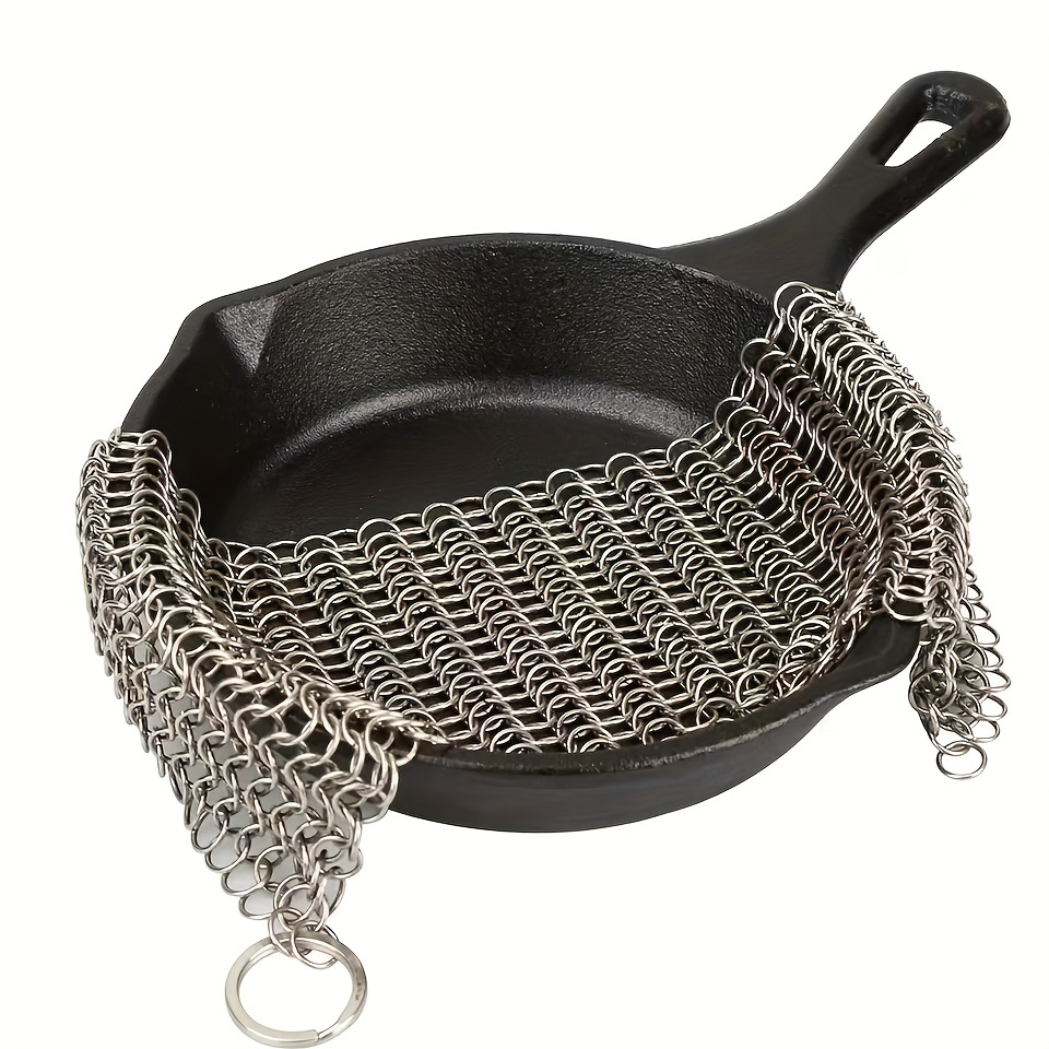 Steel Chainmail Scrubber Reusable Cast Iron Pan Cleaner for Zero Waste  Cleaning Handmade From Stainless Steel Chain Mail 