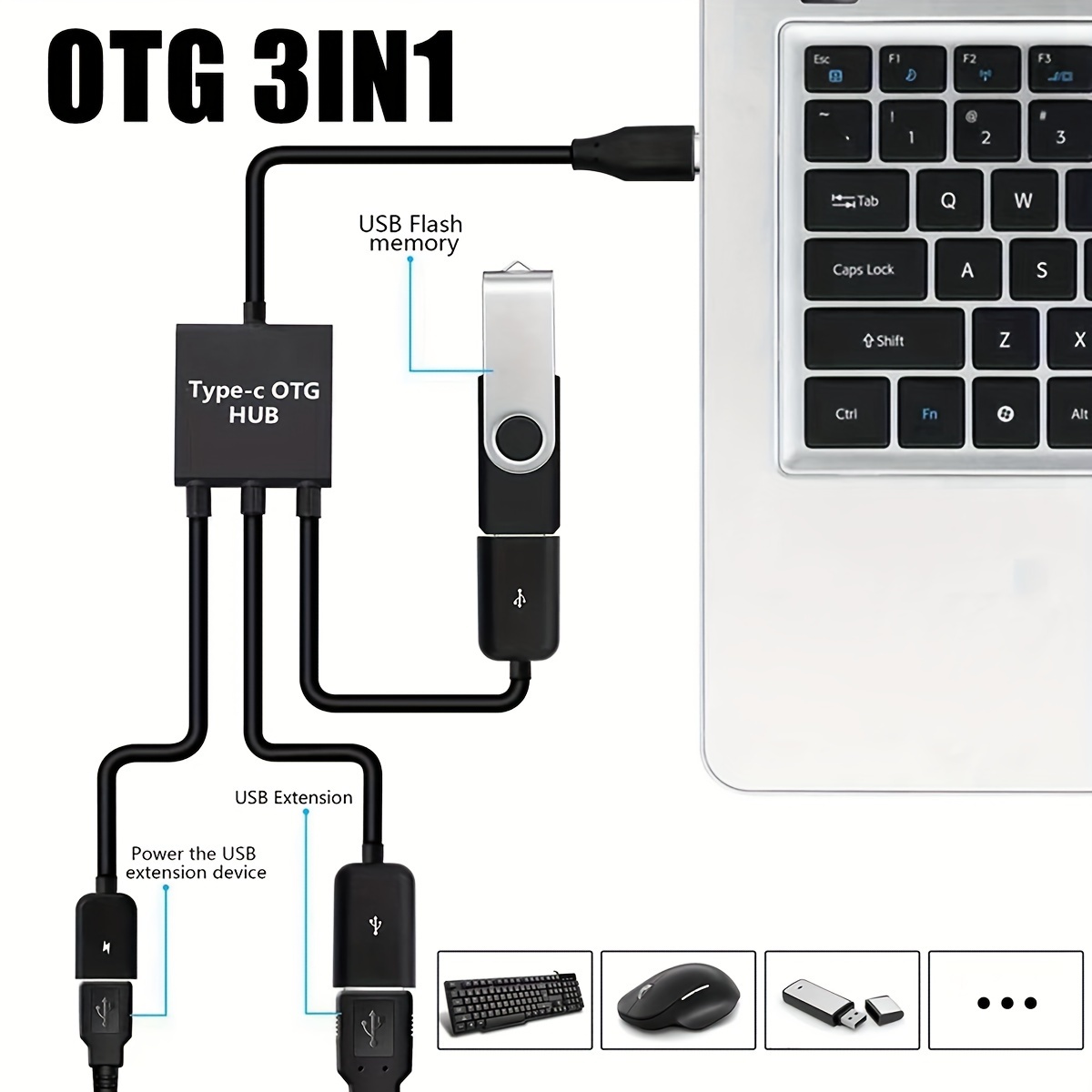 Câble USB OTG pour Teclast T30, T30 Pro, M40, M16, P20HD, M30, M30 Pro,  T20, M89 , M89 Pro, Master T8 - Adaptateur On The Go