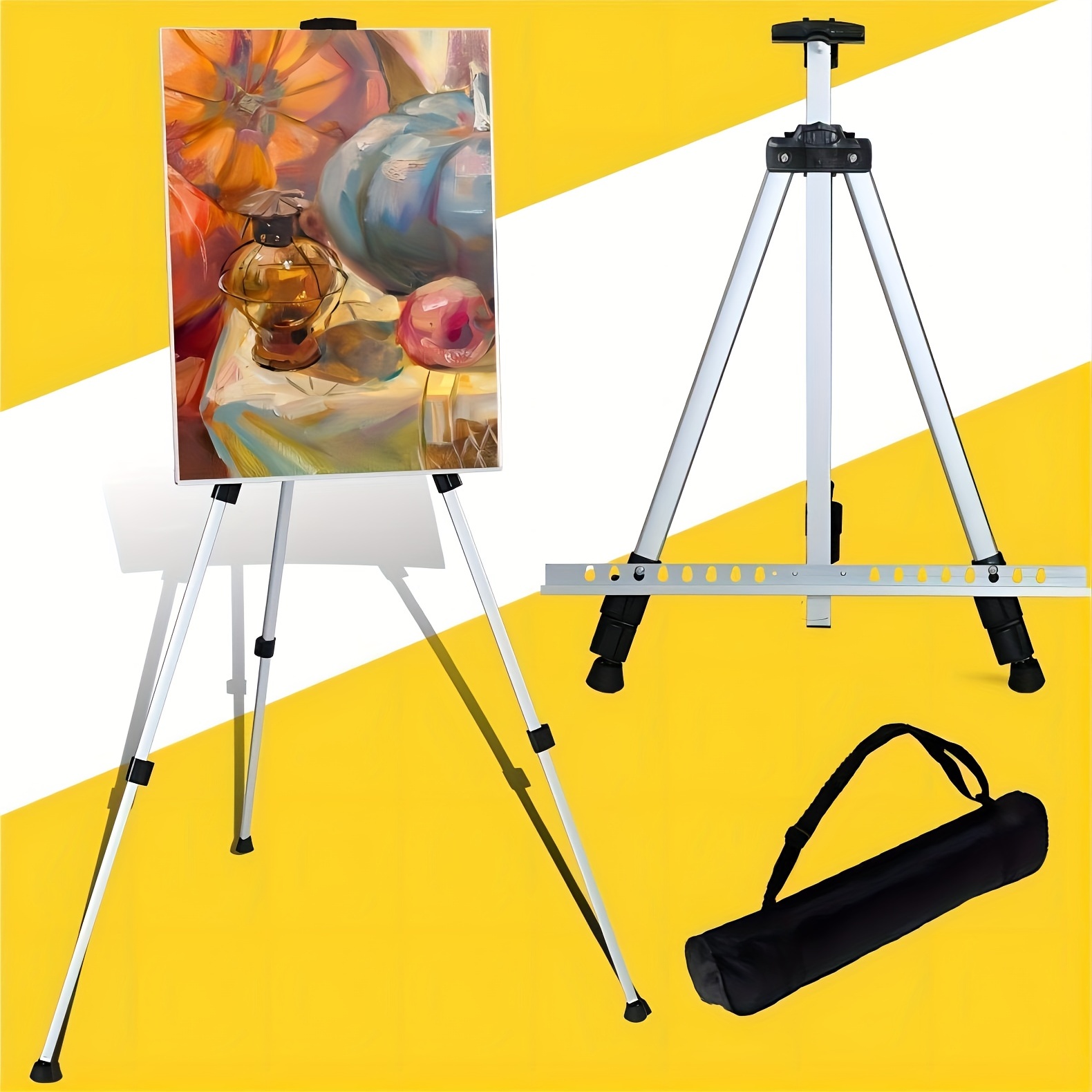 Easel Stand for Wedding Sign & Poster 63'' Tripod Collapsible Portable  Artist Floor Easels for Display Show - Easy Folding Telescoping Adjustable  Art Poster (Black) : : Home & Kitchen