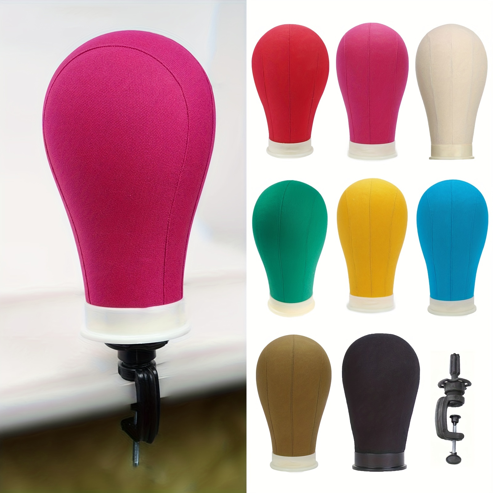 Wig Stand 1pc Adjustable Height Portable Wig Holder Stands Non-Slip Wig Head Holders Durable Plastic Wig Head Stand for Multiple Wigs and Hats