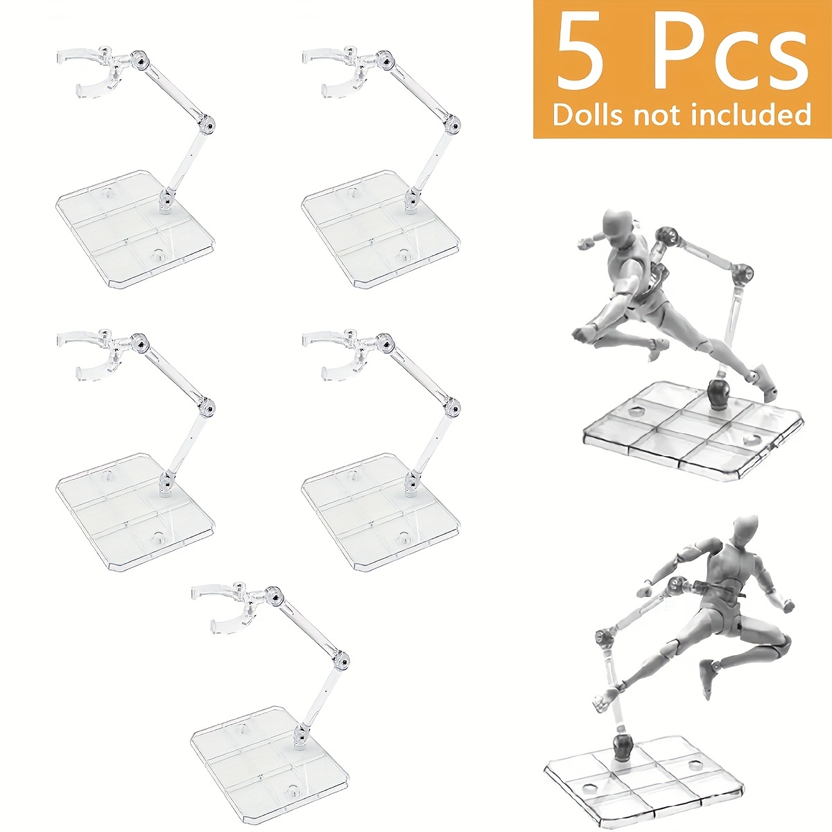 Action Figure Stand, Action Figure Display Stand Base Doll Model Support  Stand Compatible With HG RG SD SHF Gundam 1/144 Toys, Transparent