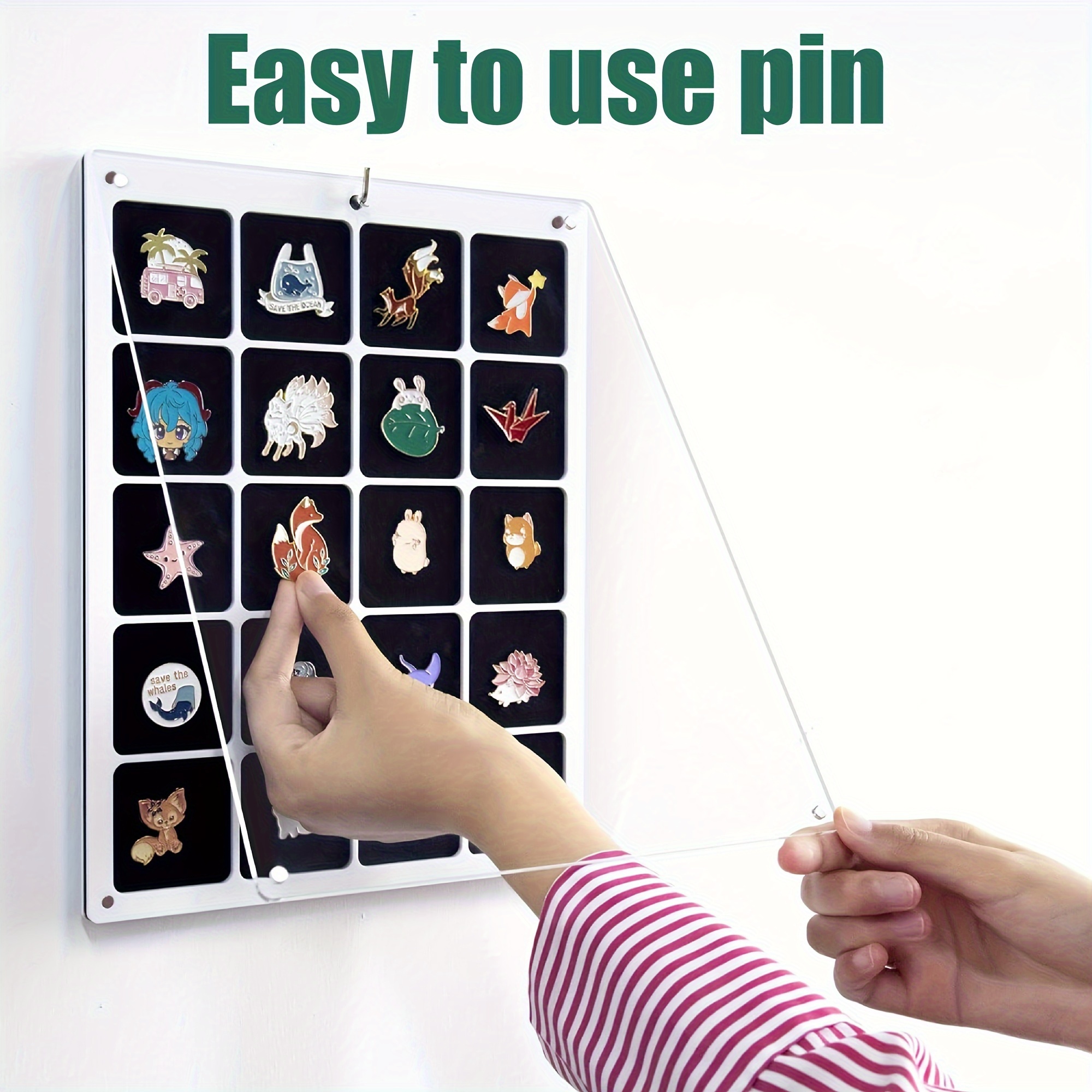 LINASHI Enamel Pin Display Board Wall Hanging Brooch Organizer with Hook  Felt Lapel Pin Collection Display Holder Storage Case 