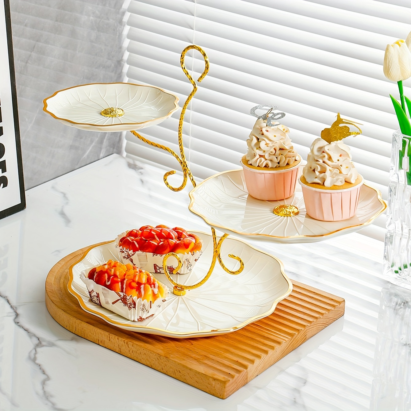 Plateau de service pour assiettes de fruits, présentoir de snacks