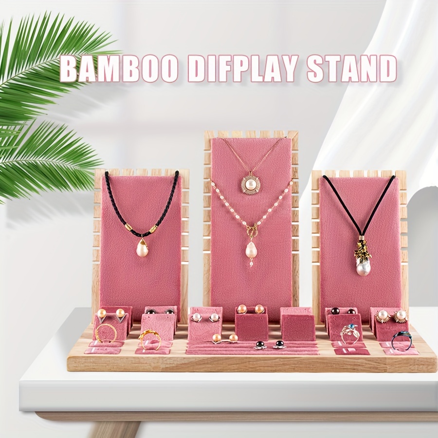 Expositor de Joyas para Collares, Expositor de Joyas de Cadena, Soporte de  Exhibición de Collares de bambú con 12 Ranuras, Organizador de Soporte de