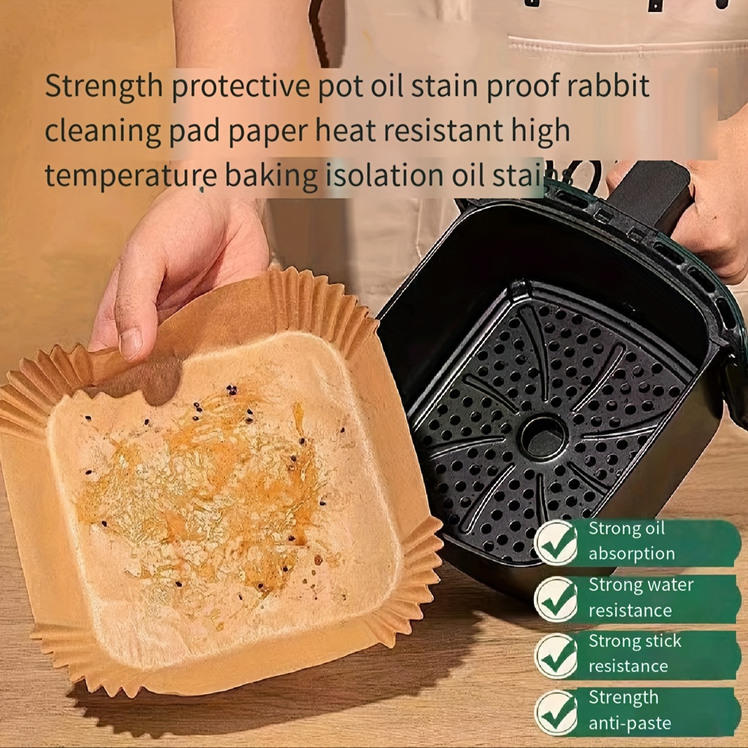 30pcs High Temperature Resistant Air Fryer Parchment Paper, Non-stick  Oil-absorbing Baking Sheet, Beige