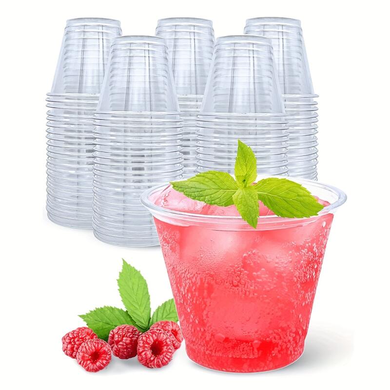 50 Pcs 30ml Disposable Transparent Hard Plastic Tasting Cups Thicken Drinking Cups Tumblers for Wedding Party, Size: 4.4