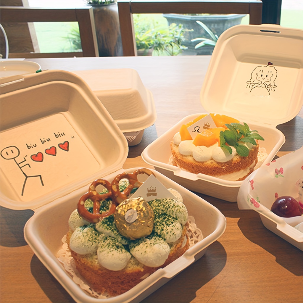 Disposable Lunch Boxes, Takeout Boxes, Fast Food Lunch Boxes, Cake Snacks,  Dim Sum Boxes, Fresh-keeping Box, With Lid - Temu