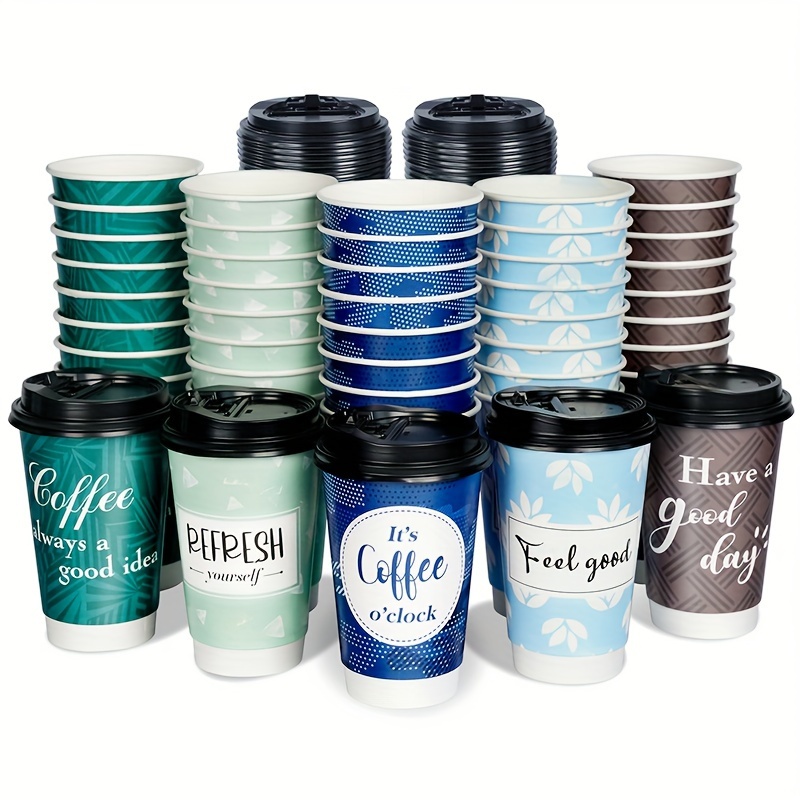 Blue Paper Cups Disposable Coffee Cups For Hot Drinks With Lids CHEAP Party  Cups