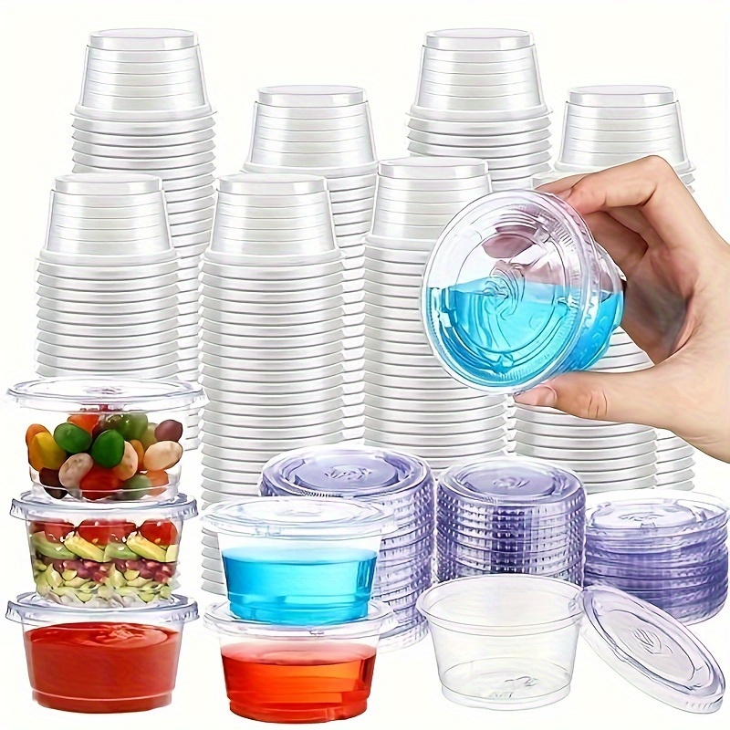 130 Sets - 2 Oz ] Jello Shot Cups, Small Plastic Containers with