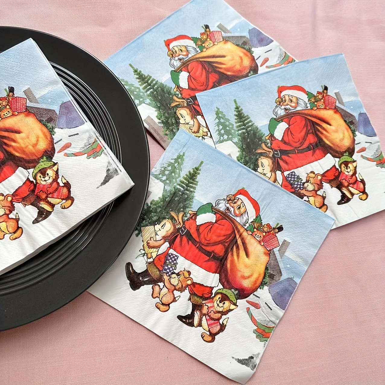 Santa Napkins Christmas Napkins Christmas Paper Napkins - Temu