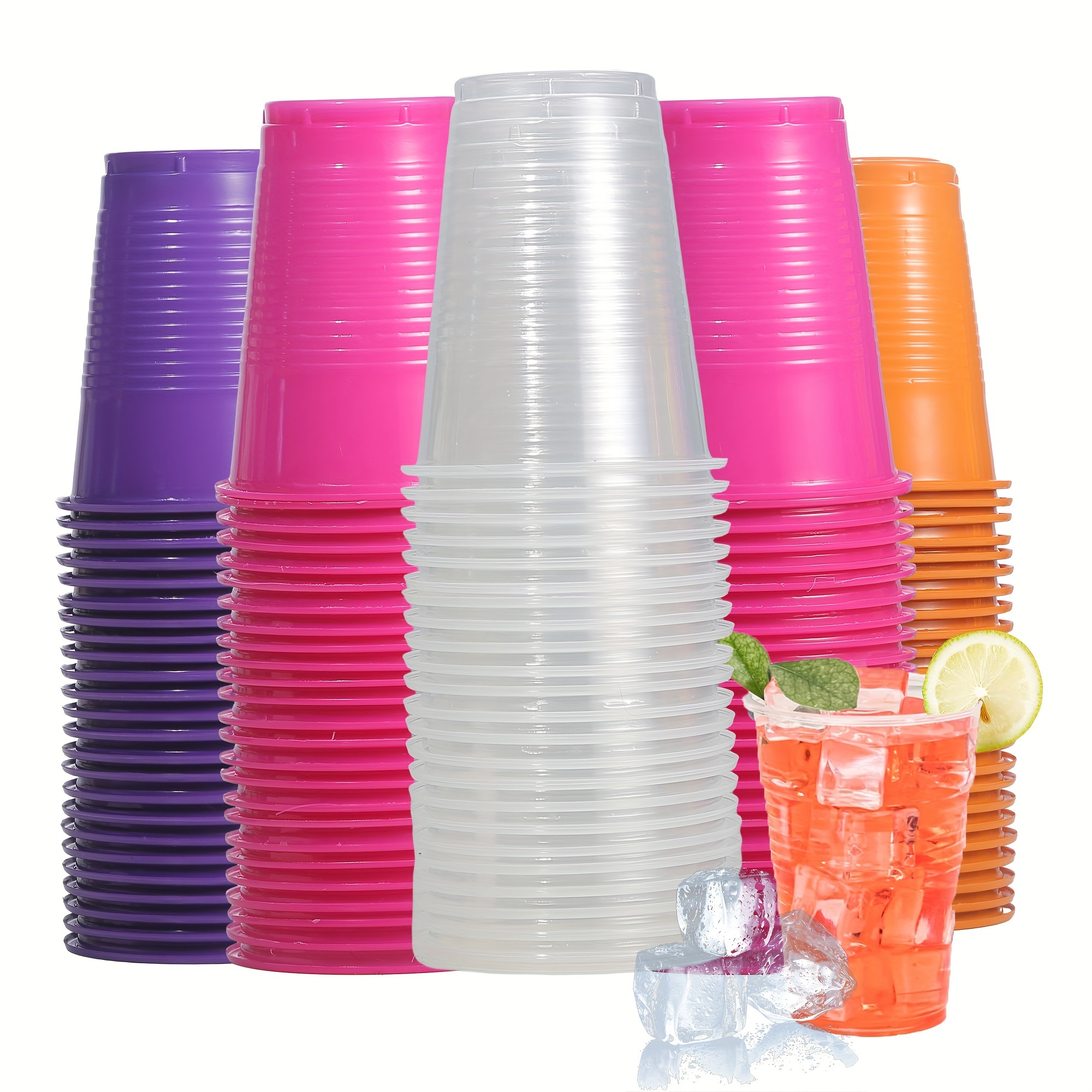 Party Essentials 20 copas de champán de plástico duro de dos piezas, 5  onzas, rosa neón