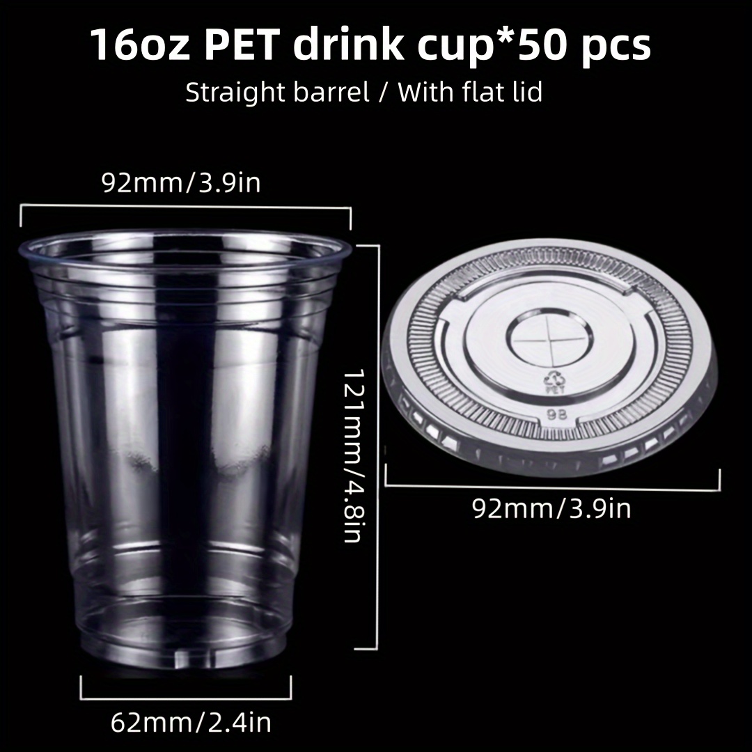 16oz Disposable Pet Clear Plastic Smoothie Cups with Sip Through