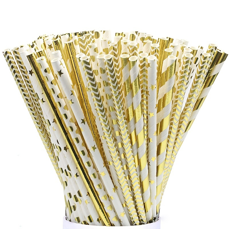 Paper Straws,200 Pcs Paper Drinking Straws For Wedding Party Restaurant  Juice, Coffee Cold Drinks, Dessert and DIY Decoration (Stripe)