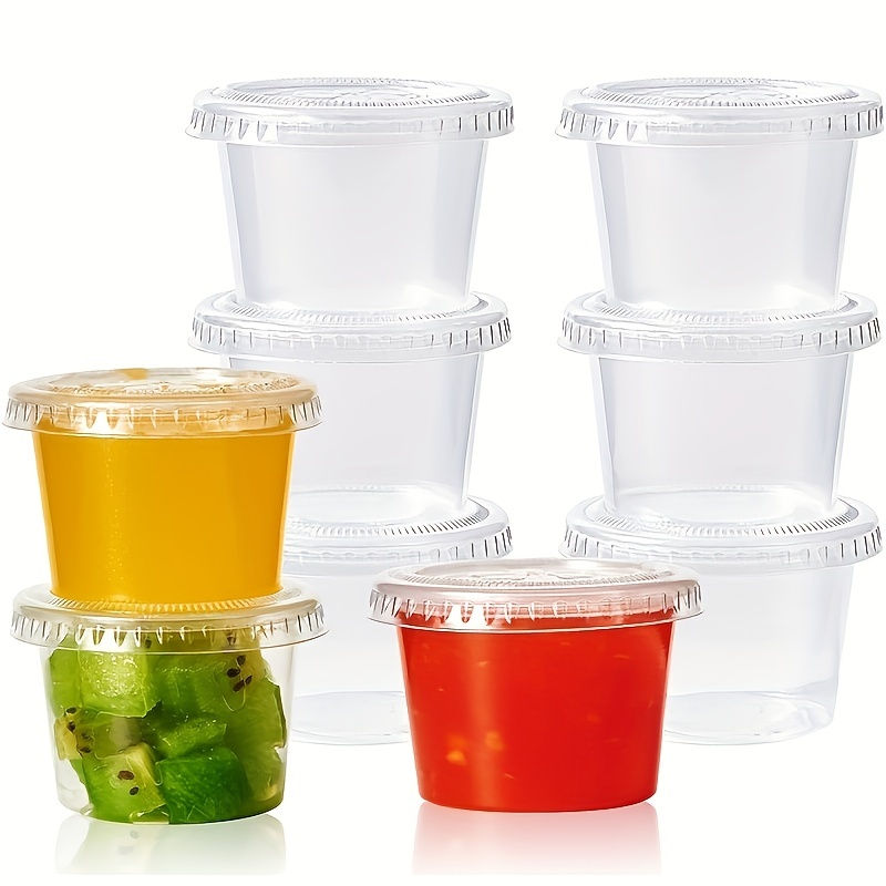 Disposable Sauce Cup With Lids, Small Condiment Containers For Sauce, Salad  Dressings, Ramekins Or Portion Control - Temu
