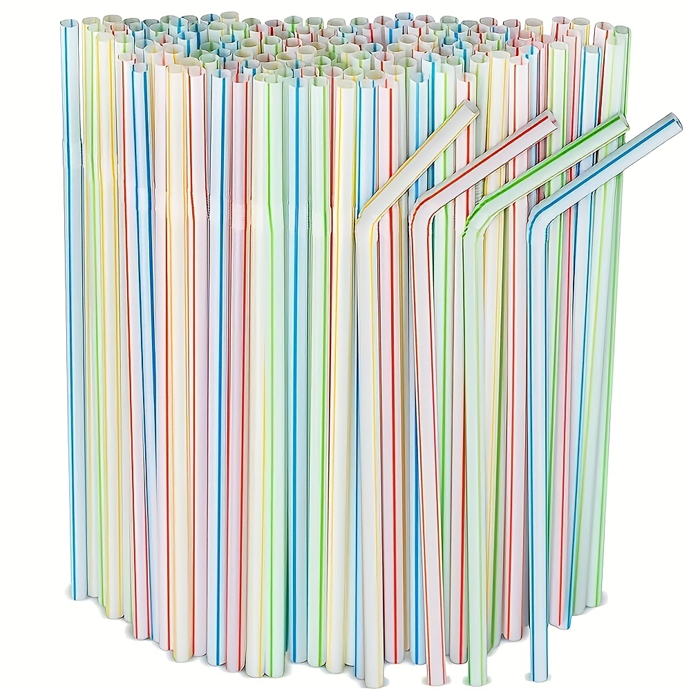 9.4inch Extra-long Neon Colored Flexible Plastic Drinking Straws