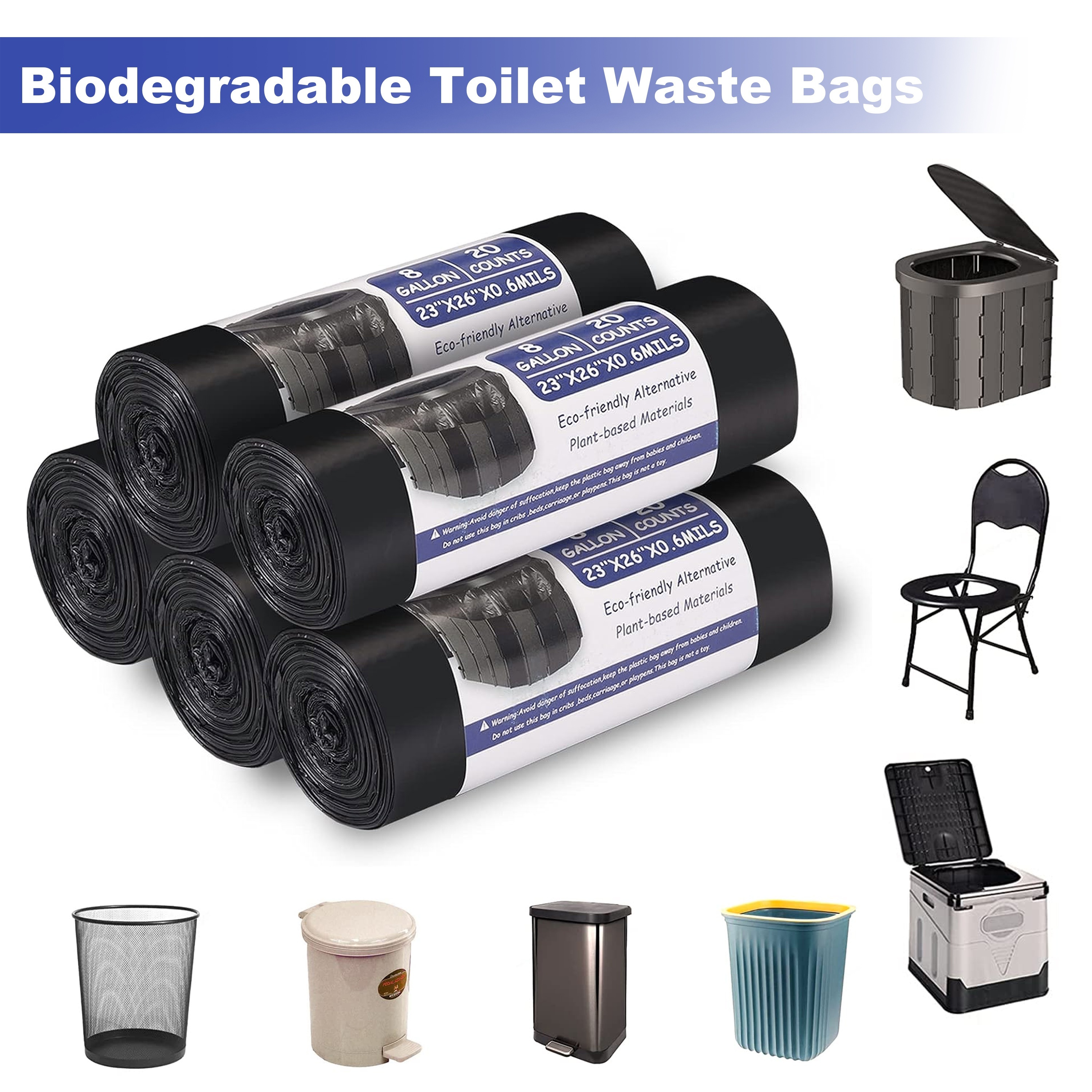 Clerance! Small Trash Bags, Small Garbage Bags 4-6 Gallon Biodegradable Can  Liners Thicken, Size Expanded, White 200 Counts